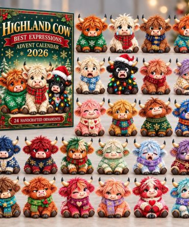 2026 Winter Cow Moods Advent Calendar — 24-Day Rustic Farmhouse Countdown With Acrylic Charms, Charming Holiday Decor