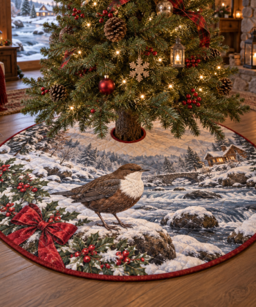 Plush Quilted Tree Skirt With Dipper Motif - Sleek Christmas Tree Base Cover, Modern Holiday Decor & Low-Maintenance Design