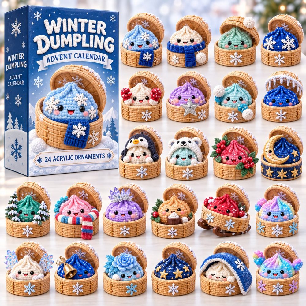 Limited Edition 2026 Snowflake Dumpling Countdown Calendar — 24 Acrylic Charms, Holiday Decor & Gift Set