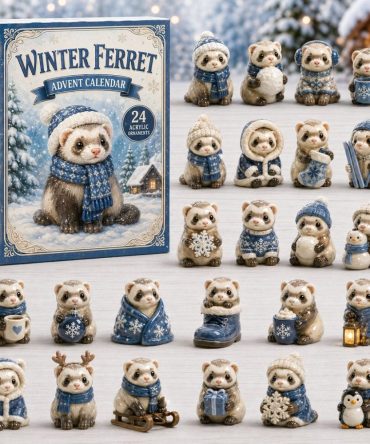Winter Ferret Holiday Countdown Calendar — 24 Frosty Acrylic Charms, Cozy Seasonal Advent Gift For Ferret Fans 2026