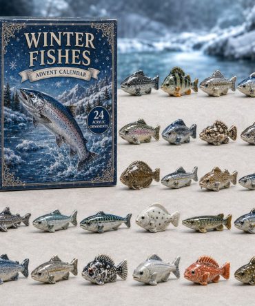 Winter Fished 2026 Advent Calendar — 24-Day Acrylic Charm Countdown With Hand-Painted Fish Charms, Angler Holiday Countdown