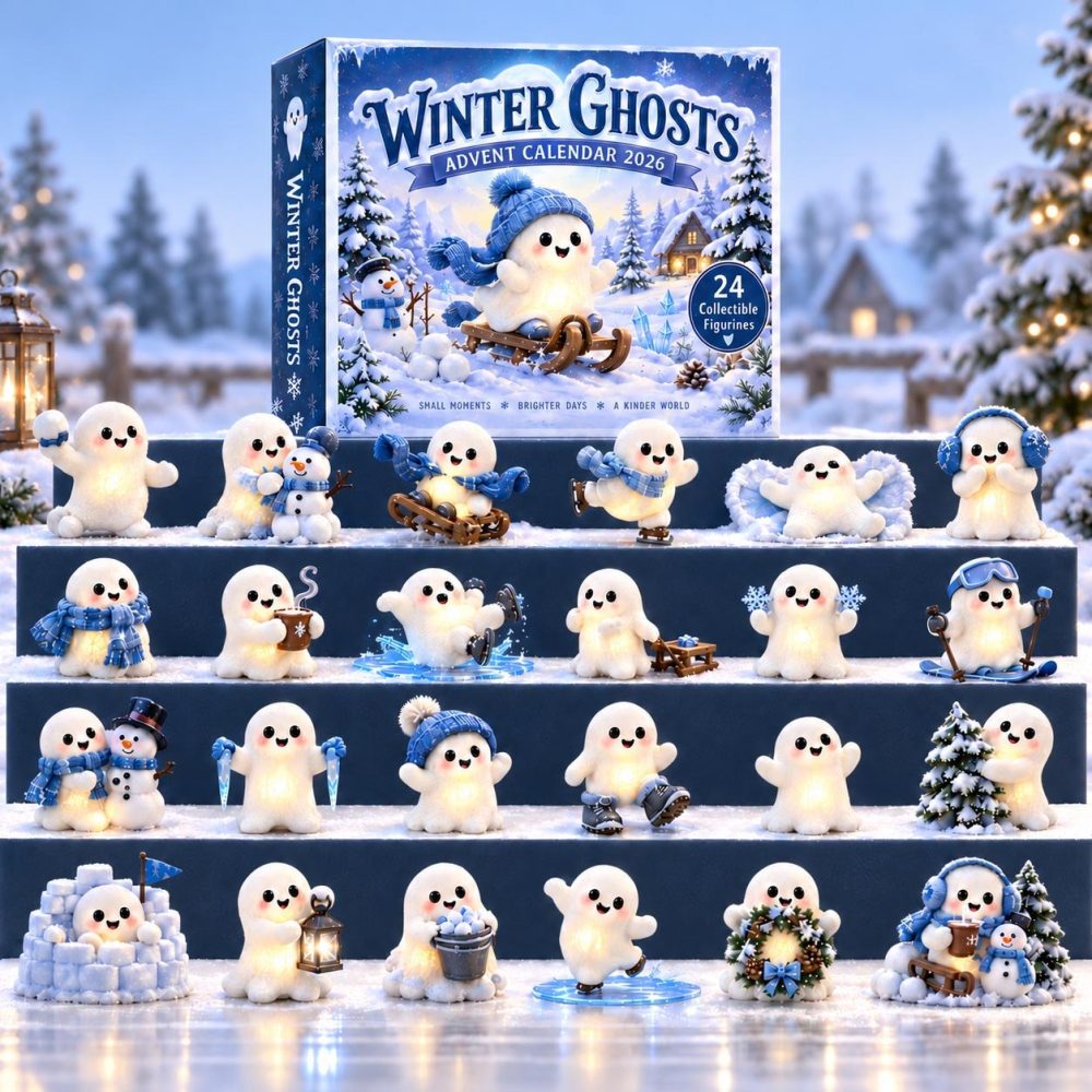 Winter Ghost 2026 Advent Calendar - 24 Acrylic Charms, Spooky-Festive Ornaments & Unique Holiday Countdown