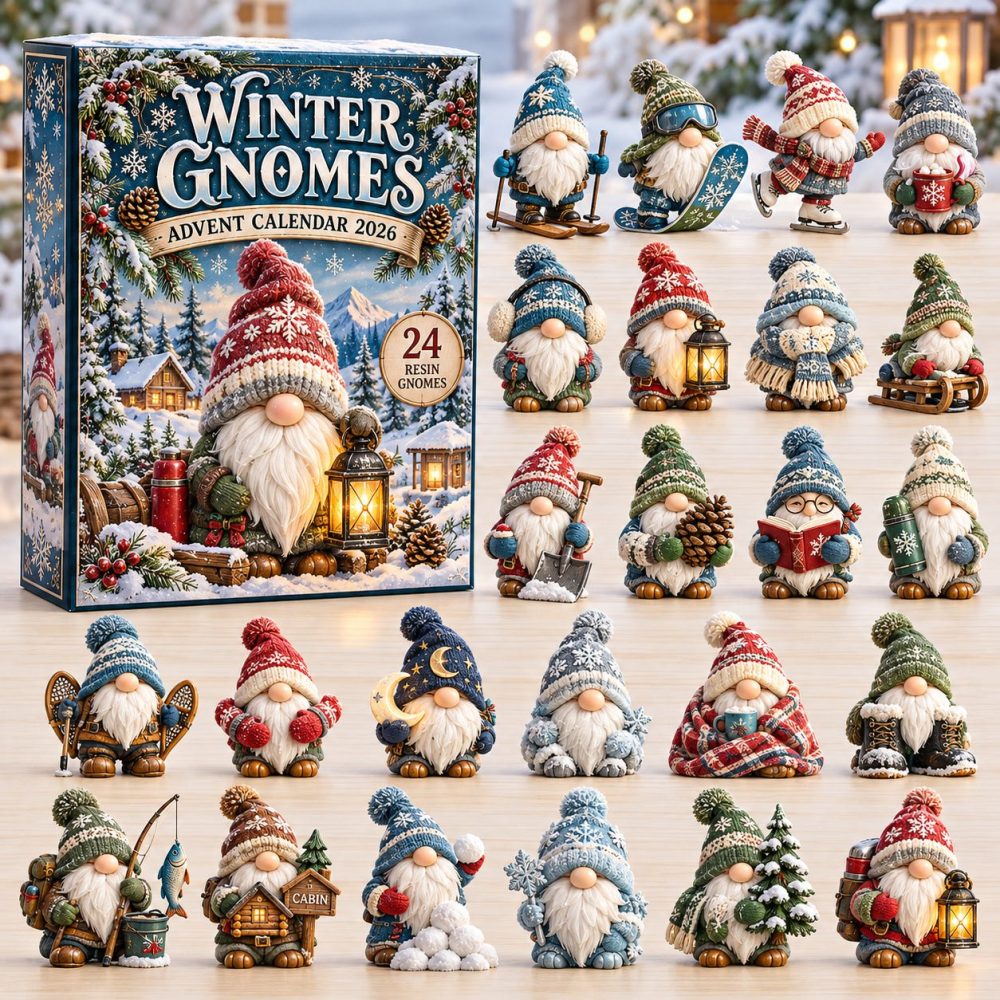 Winter Gnome 2026 Holiday Advent — 24-Day Countdown Calendar With Acrylic Charms, Cute Gnome Christmas Gift