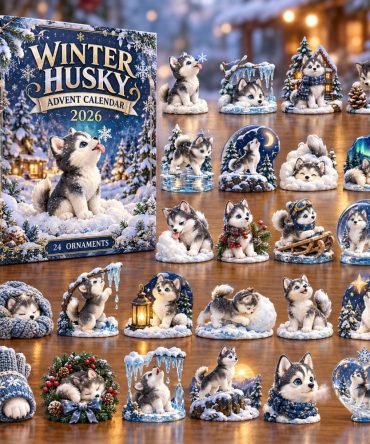 Husky Pup Festive Advent Calendar — 24 Acrylic Husky Charms, Pet-Lover Holiday Countdown & Stocking Stuffer 2026 Edition