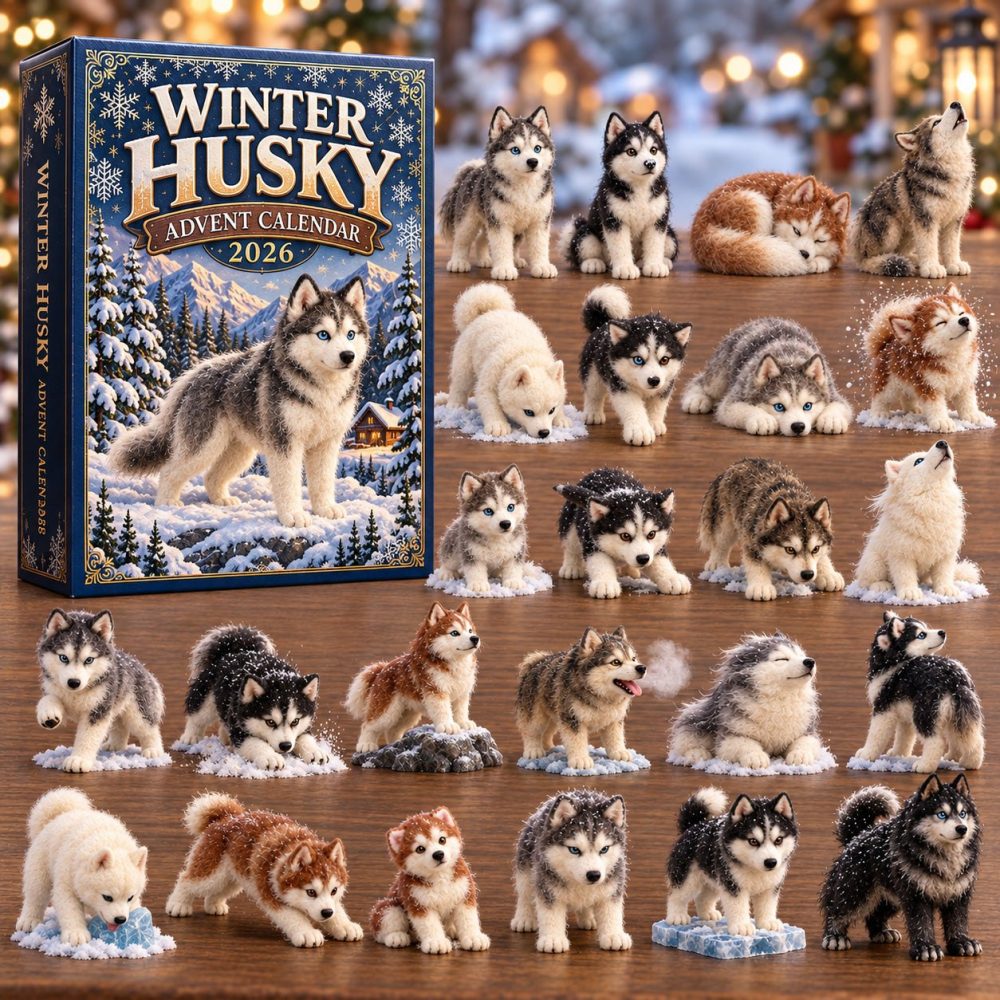 Arctic Husky 24-Day Advent Set — Reusable Acrylic Husky Charms, Winter Display Calendar & Unique Holiday Gift 2026