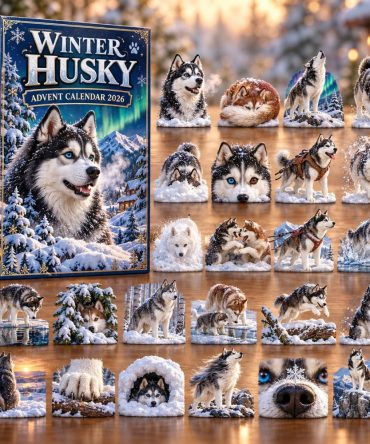 Winter Husky Holiday Advent Calendar — 24 Acrylic Husky Charms, Arctic-Themed Countdown Gift For Dog Lovers & Kids 2026