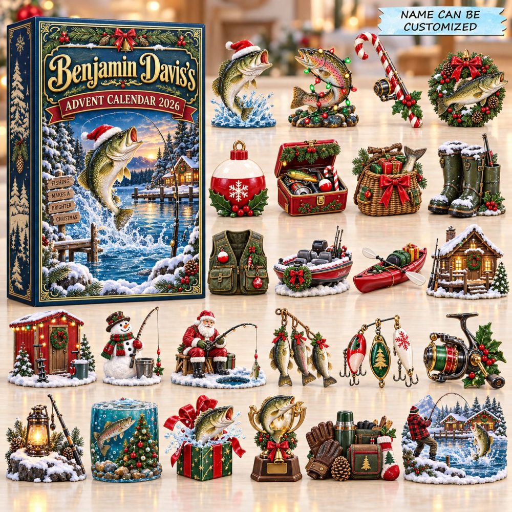 24-Day Winter Lake Fishing Advent With Acrylic Charms — Cozy Angler Holiday Countdown, Lake Fish Collectibles & Giftable Packaging