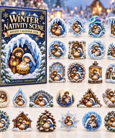 2026 Winter Nativity Advent: 24-Day Acrylic Charm Countdown With Rustic Stable Scenes - Holiday Keepsake Gift
