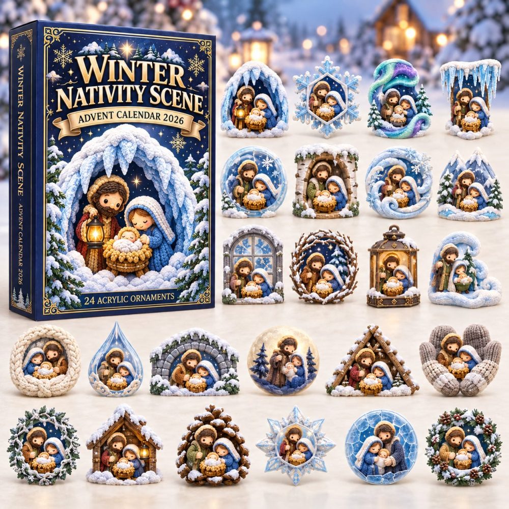2026 Winter Nativity Advent: 24-Day Acrylic Charm Countdown With Rustic Stable Scenes - Holiday Keepsake Gift