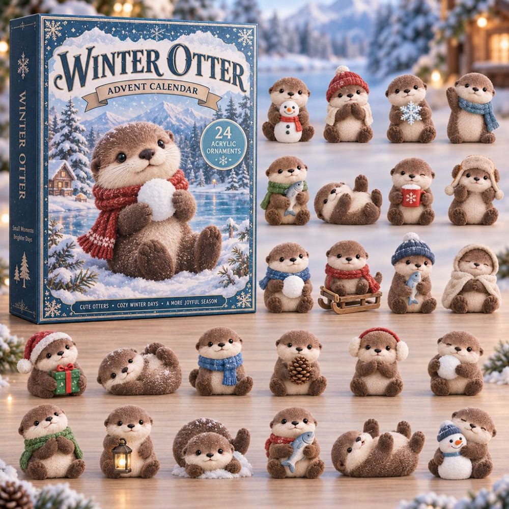 Limited-Edition Winter Otter 24-Day Charm Countdown Calendar - 2026 Acrylic Holiday Set Perfect Gift For Otter Lovers