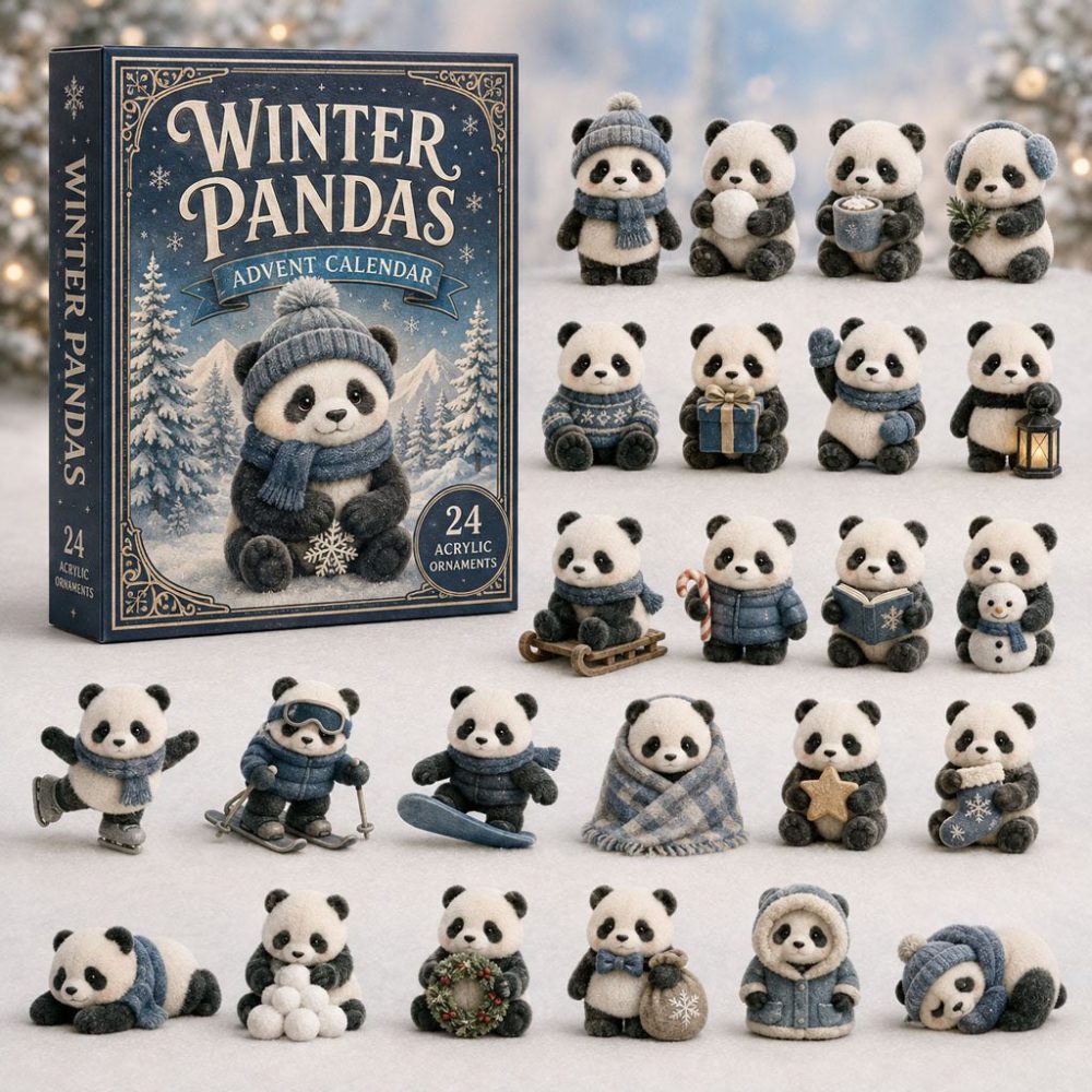 Winter Panda Advent Calendar 2026 — 24-Day Acrylic Charm Countdown, Cute Panda Holiday Gift & Seasonal Decor