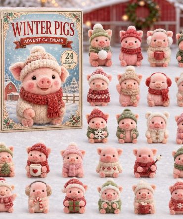 Adorable Winter Pigs Advent Calendar 2026 — 24-Day Acrylic Charm Countdown With Cute Pig Charms, Fun Holiday Gift