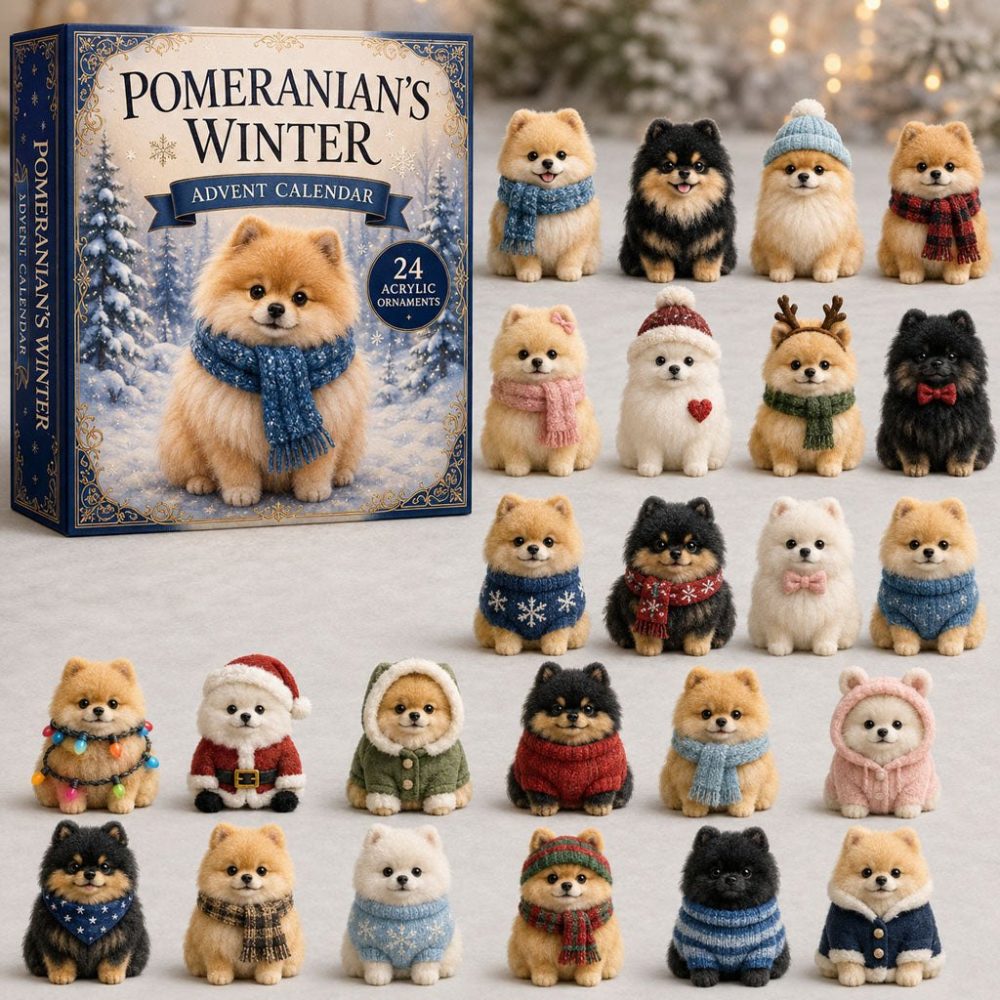 Winter Pomeranian 2026 Advent Calendar — 24-Day Acrylic Charm Countdown With Fluffy Pomeranian Charms, Perfect Dog Gift