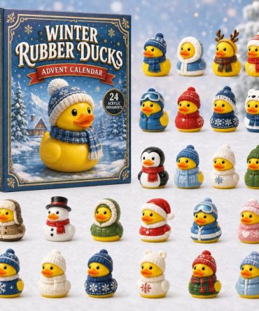 Winter Rubber Duck Advent Calendar 2026 — 24 Festive Duck Acrylic Charms & Mini Rubber Ducks, Holiday Bath Toy Countdown Gift Set