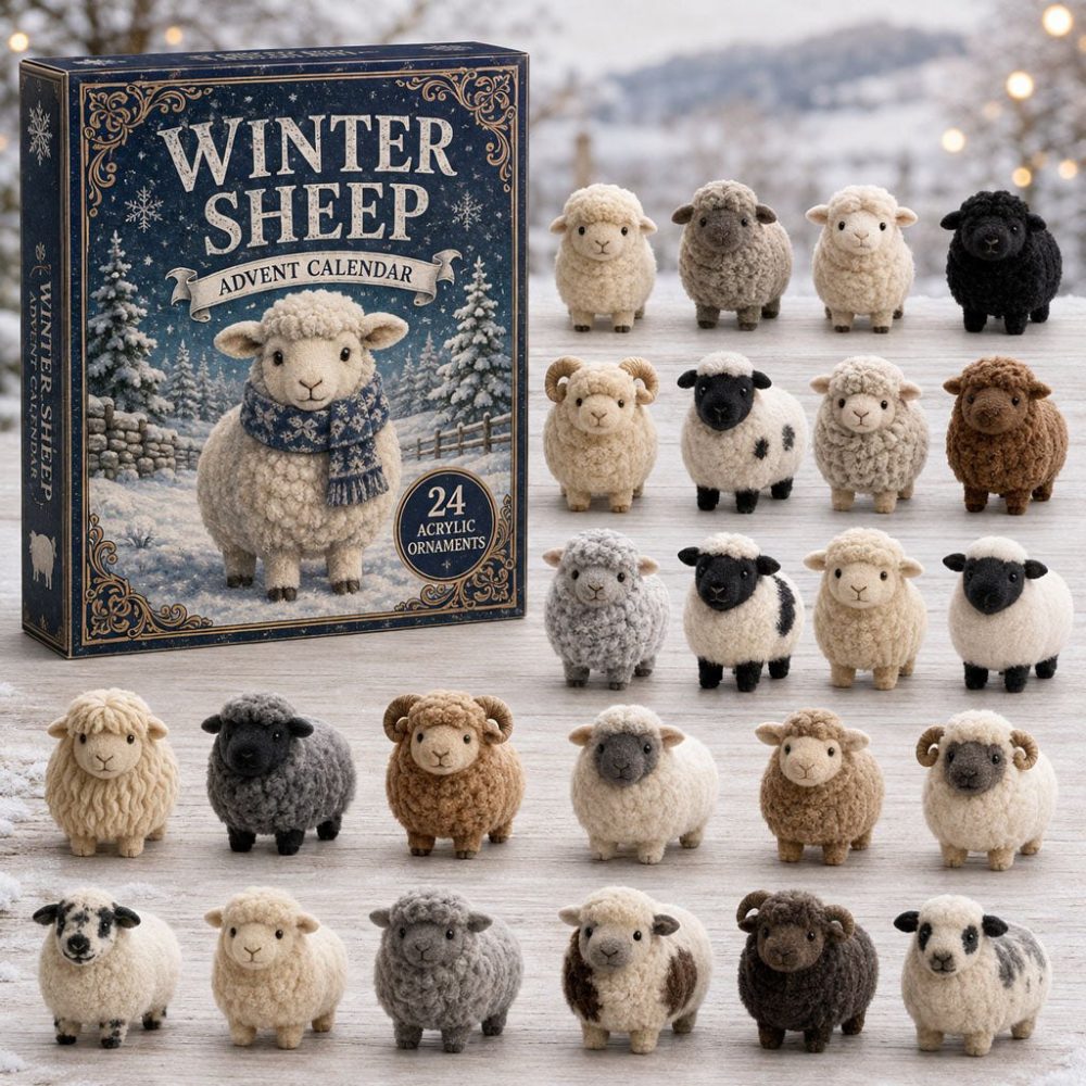 Cozy Winter Sheep Advent Calendar 2026 — 24-Day Acrylic Charm Countdown With Cute Sheep Figures, Holiday Stocking Gift
