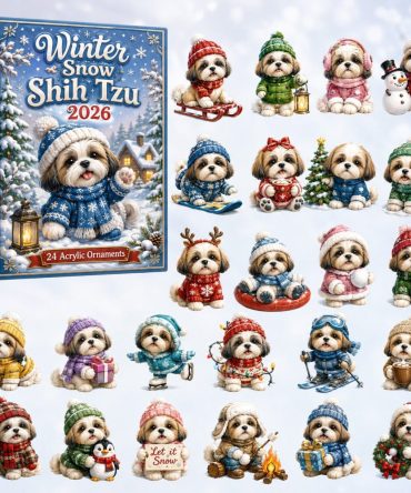 Snow Shih Tzu Winter Countdown 2026 — 24 Cute Acrylic Dog Charms, Ideal Advent Gift For Dog Lovers & Pet Owners