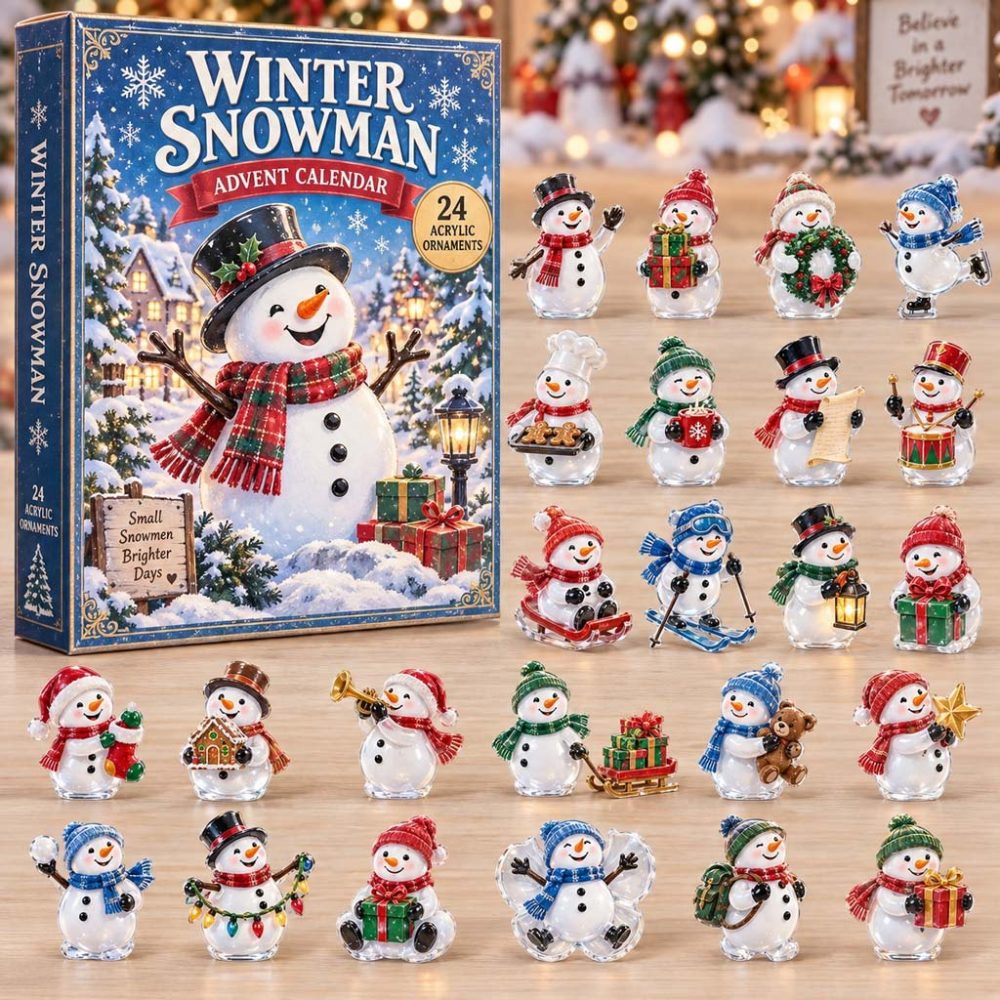 Winter Snowman 2026 Advent Calendar — 24-Day Christmas Countdown With 24 Cute Acrylic Snowman Charms, Family-Friendly Holiday Decor & Gift