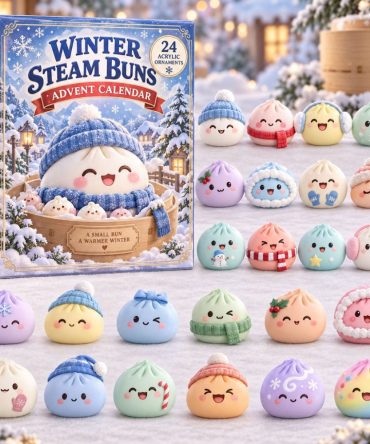Cozy Winter Steam Buns Advent Calendar 2026 - 24-Day Surprise Countdown With Acrylic Charms, Holiday Gift Set
