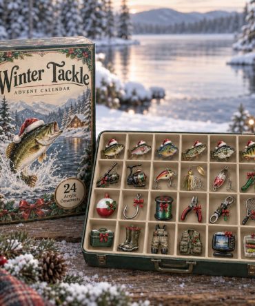 Winter Tackle Christmas Countdown Calendar - 24-Day Advent With 24 Acrylic Fishing Charms, Angler Gift For Outdoorsy Friends