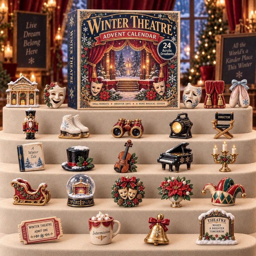 Winter Theatre Holiday Countdown 2026 — 24 Acrylic Charms Featuring Stage Scenes, Perfect Gift For Theatre Fans