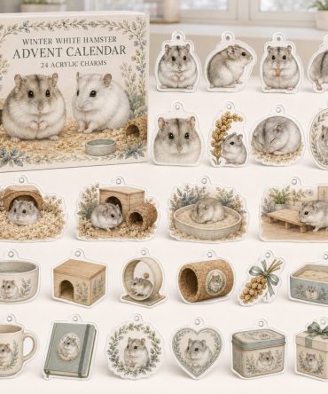 Winter White Hamster 24-Day Advent Charm Set - Acrylic Mini Charms For Hamster Fans , Holiday Countdown Gift & Cute Stocking Stuffer