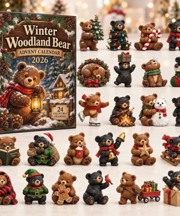 Winter Woodland Bear 2026 Advent Calendar - 24 Acrylic Charms, Snowy Forest Ornaments & Holiday Countdown Keepsake Gift
