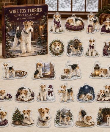 Wire Fox Terrier Holiday Advent Calendar — 24 Acrylic Dog Charms, Christmas Countdown Ornaments & Gift For Terrier Lovers