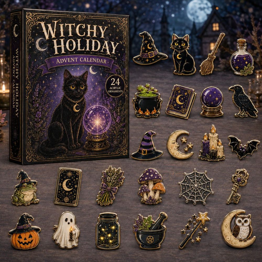 Witchy Cats Advent Calendar 2026 - 24-Day Magical Cat-Themed Countdown With Acrylic Charms For Cat Lovers