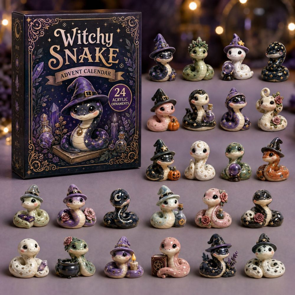 Witchy Snake Holiday Countdown 2026 — 24-Day Acrylic Charm Advent With Mystical Snake Designs, Ideal Witch Gifts