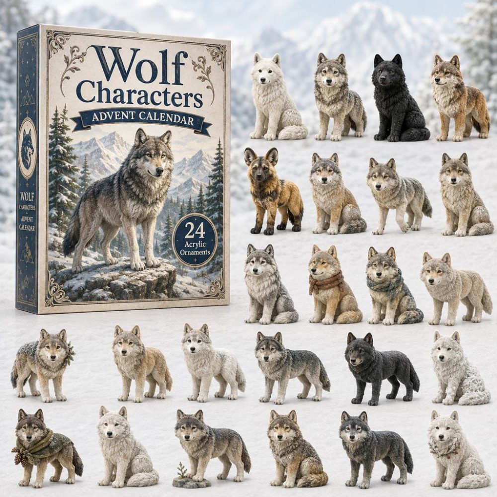 2026 Wolf Character Advent Calendar — 24-Day Acrylic Charm Countdown With Cute Wolf Icons, Perfect Stocking Stuffer