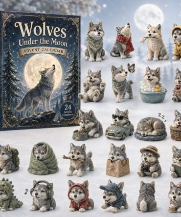 2026 Wolves Holiday Countdown Calendar — 24-Day Acrylic Charm Advent With Collectible Wolf Artwork, Great Gift
