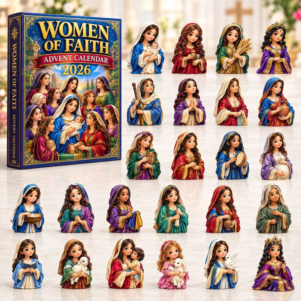 24-Day Women Of Faith Advent With Acrylic Charms — Inspirational Female Saints & Biblical Heroines, Devotional Countdown Gift Set