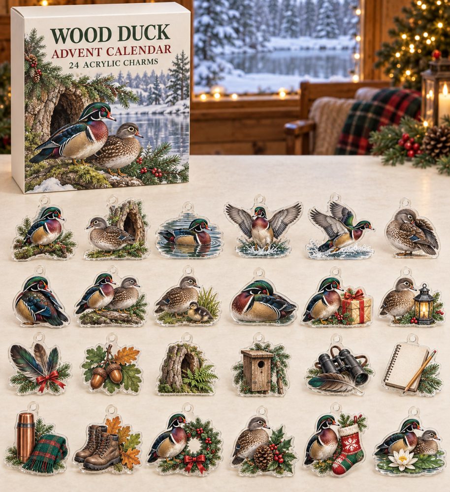 Wood Duck 24-Charm Duckling Advent Calendar - Acrylic Waterfowl Charms, Nature Lover Christmas Countdown 2026