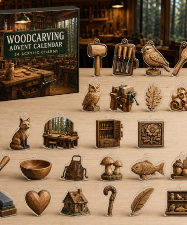 Woodcarving Advent Countdown Box: 24 Hand-Theme Acrylic Charms - Holiday Gift Kit For Carvers, Woodworkers & Craft Enthusiasts