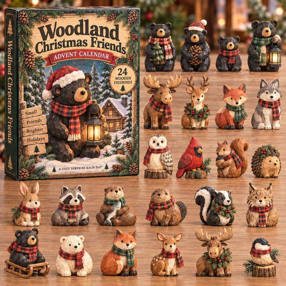 Lantern Bear Woodland Christmas 2026 Advent Calendar — 24-Day Countdown Featuring 24 Acrylic Charms, Cozy Lantern-Themed Holiday Gift