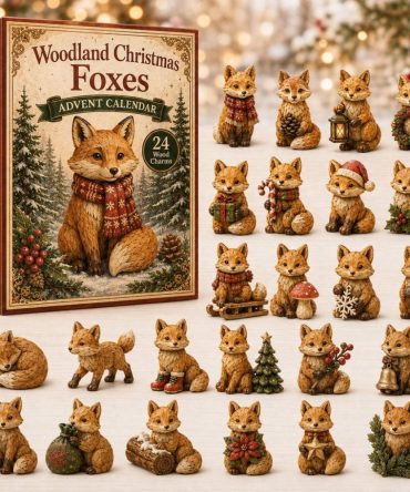 2026 Woodland Christmas Fox 24-Day Countdown - Handpainted Wooden Fox Charms Advent Calendar, Rustic Holiday Gift