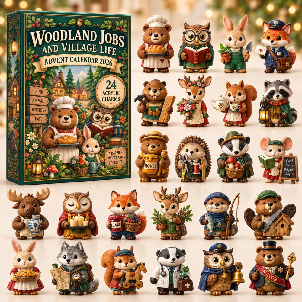 Woodland Jobs 2026 Advent - 24-Day Career-Themed Forest Countdown With Acrylic Charms, Educational Kids Calendar
