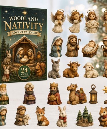 Woodland Nativity Advent Calendar 2026 — 24-Day Christmas Countdown With Acrylic Charms, Rustic Religious Keepsake Holiday Gift