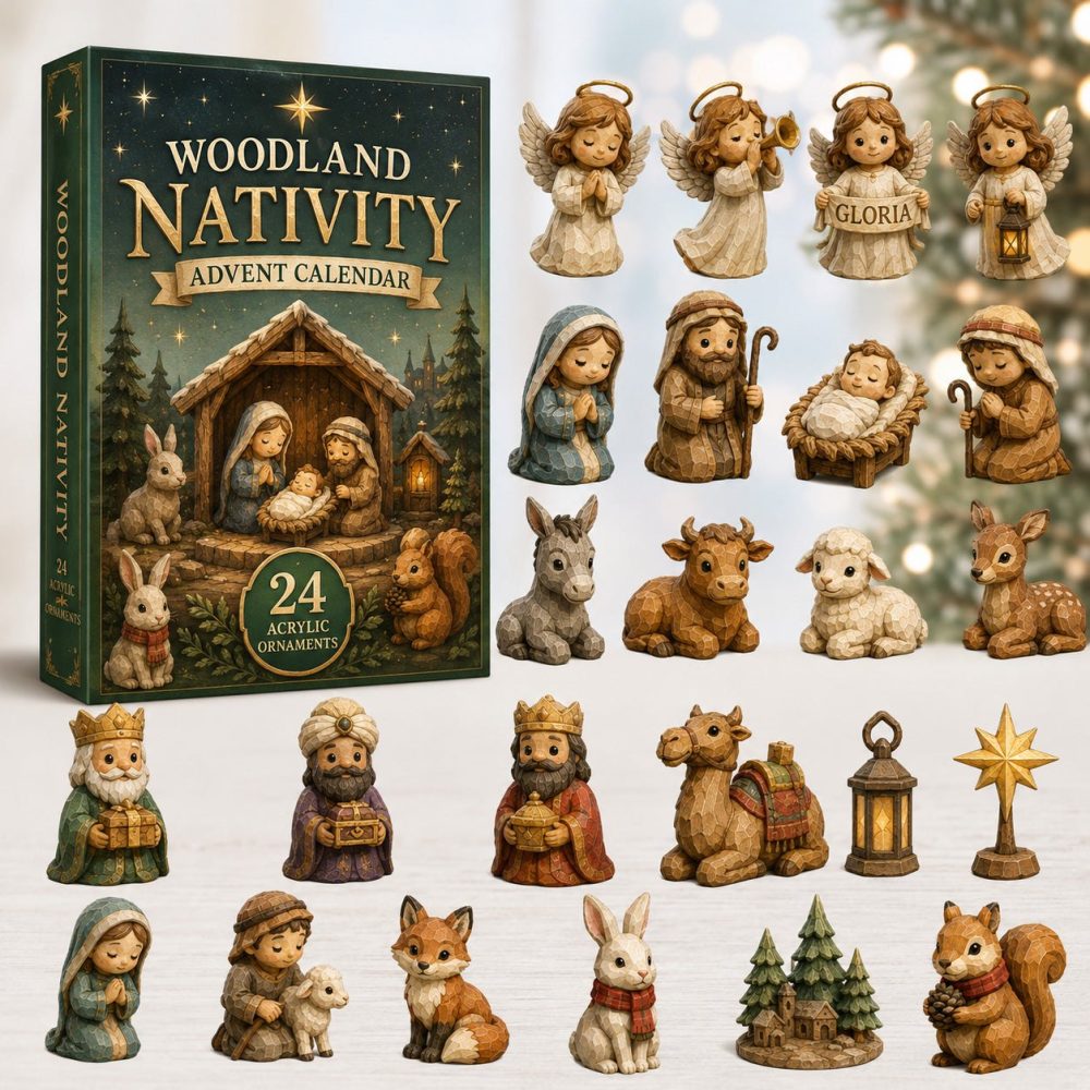 Woodland Nativity Advent Calendar 2026 — 24-Day Christmas Countdown With Acrylic Charms, Rustic Religious Keepsake Holiday Gift