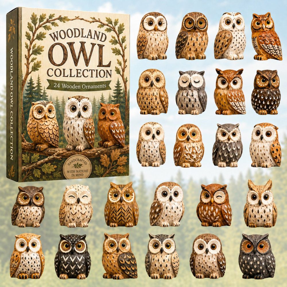 Woodland Owl Advent Calendar 2026 — 24-Day Wooden Charm Countdown, Handcrafted Forest Gift For Nature Lovers
