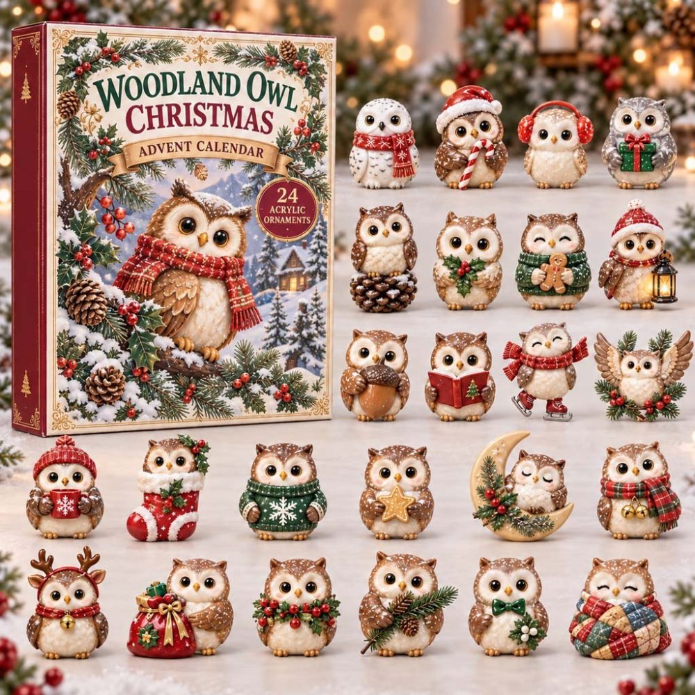 2026 Woodland Owl Christmas Advent Calendar — 24-Day Forest Countdown With Acrylic Charms, Kids Holiday Keepsake