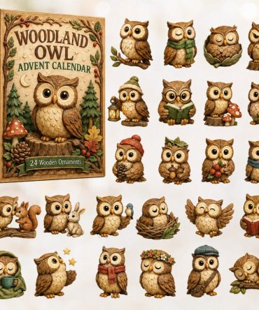 Woodland Owl Life Wooden Charm Advent Calendar 2026 — 24-Day Eco-Friendly Countdown, Rustic Home & Nature Gift