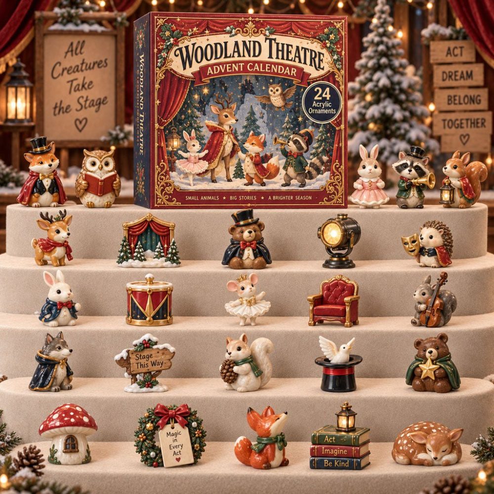 Enchanted Woodland Holiday Countdown 2026 — 24-Day Acrylic Charm Set, Rustic Gift Advent For Nature & Animal Lovers