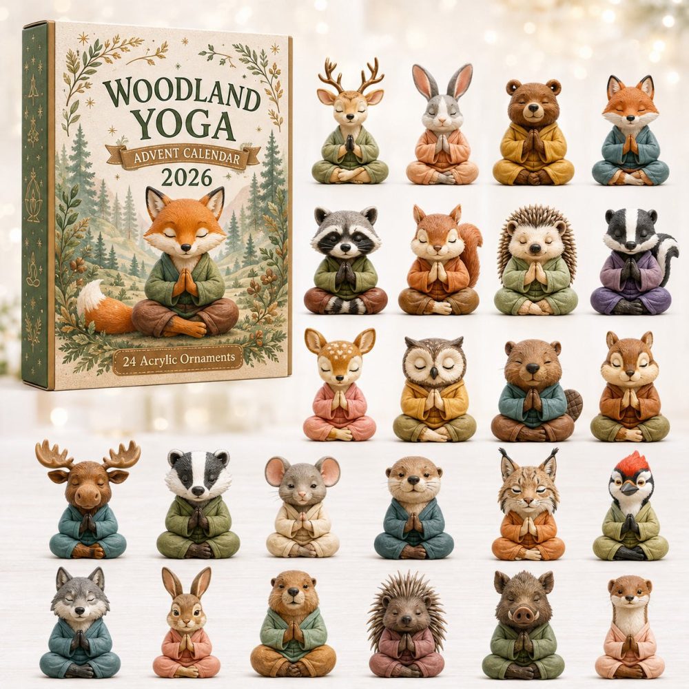 Woodland Yoga 24-Day Advent Calendar 2026 - Forest-Inspired Acrylic Charms, Calm Countdown Gift For Yoga & Nature Fans