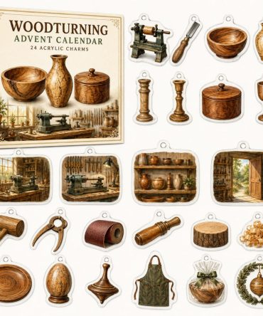 2026 Woodturning Advent Calendar - 24 Day Countdown With 24 Acrylic Charms , Woodworker Gift Set