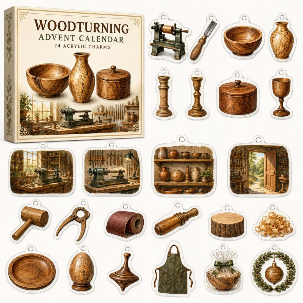 2026 Woodturning Advent Calendar - 24 Day Countdown With 24 Acrylic Charms , Woodworker Gift Set