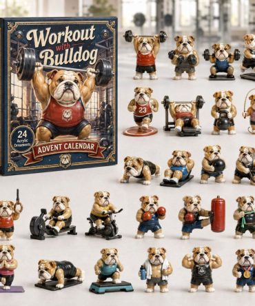2026 Workout Bulldog Fitness Countdown — 24-Day Acrylic Charm Advent Calendar With Gym-Themed Bulldog Charms, Fun Gift For Fitness Fans