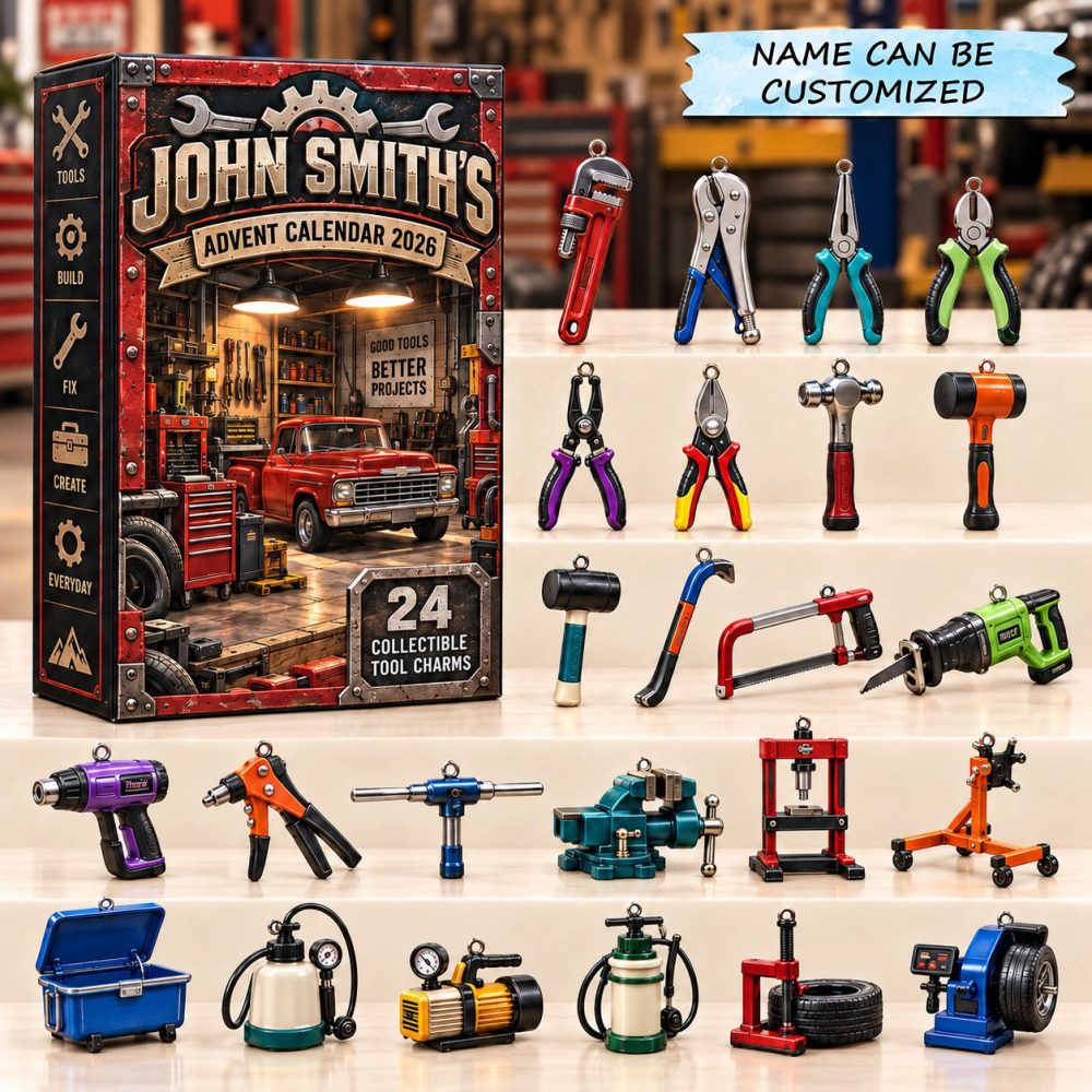 Workshop Titans Gear Advent Calendar 2026 - 24-Day Acrylic Charm Countdown, Mechanic & Maker Collectibles, Gift For Tinkerers
