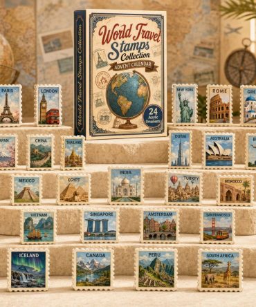 World Famous Stamps Collector Countdown 2026 — 24-Day Advent With Acrylic Mini Stamp Charms, Philatelic Gift For Collectors