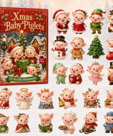 Baby Piglets Christmas Advent Calendar 2026 — 24-Day Farm Countdown With Acrylic Charms, Adorable Pig Gift Set For Animal Lovers